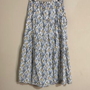 En Saison Cotton Floral Print Pull-on Maxi Skirt size L Cottagecore Prairie